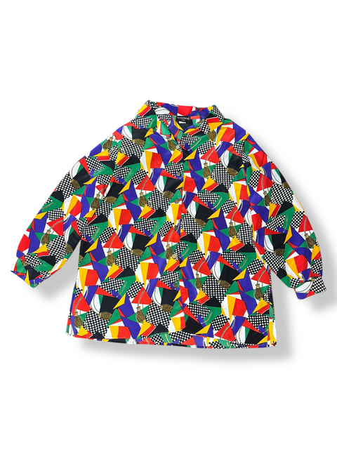 Vintage 80s Rainbow Novelty Patterned Button-Up Blouse ('24W')