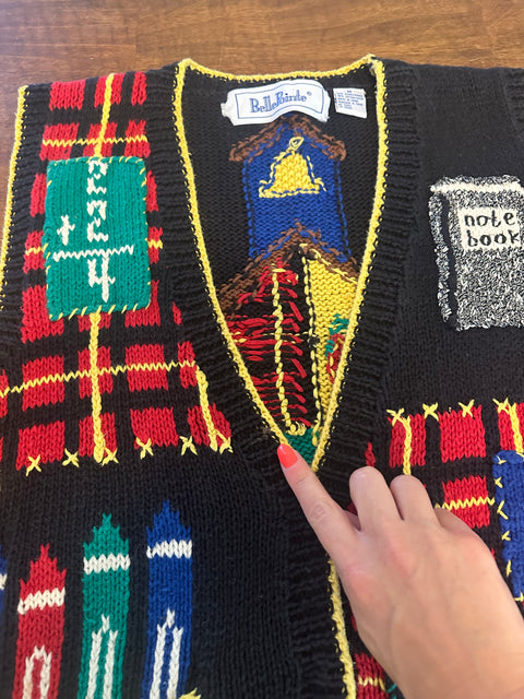 Vintage 90s School Teacher Knit Sweater Vest (M)