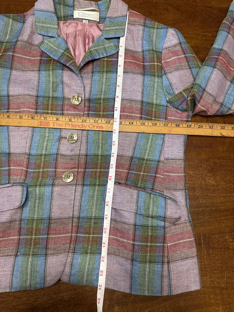 Vintage Pastel Plaid Blazer Jacket (~M)