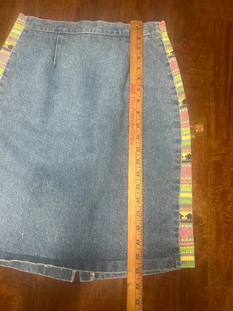Vintage 90s Denim 2-Piece Cropped Jacket & Skirt Set (~M)