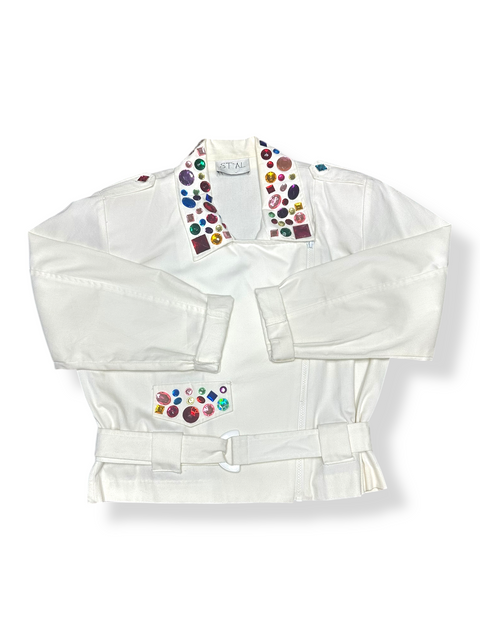 Vintage 80s 'Et Al' Rainbow Gem Statement Jacket (S/M)