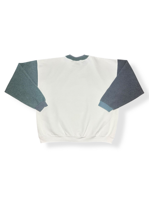 Vintage 90s Alaska Wildlife Fleece Colorblock Sweatshirt (~XL)