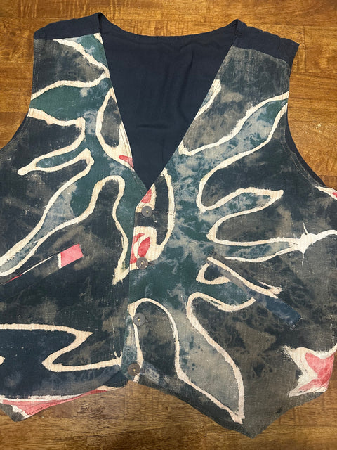 Vintage Neutral Abstract Dyed Art Vest (S/M)
