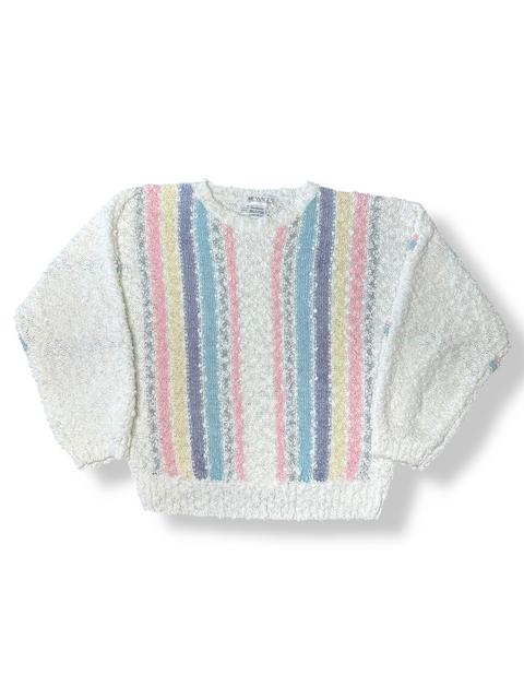 Vintage 80s Striped Pastel Textured Sweater (~M)