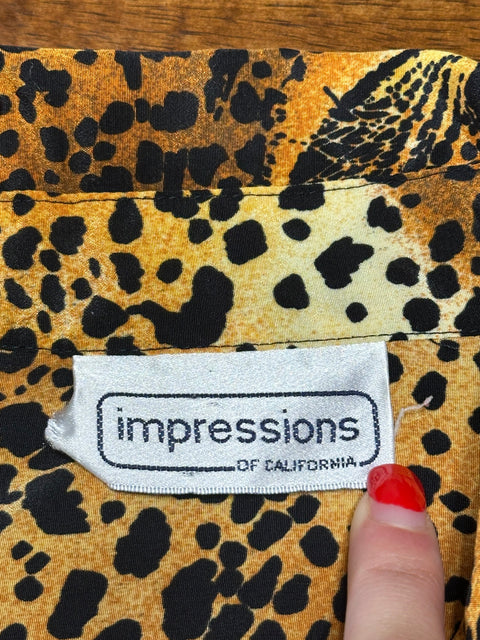 Vintage 80s Leopard Print Button Up Shirt (~S)