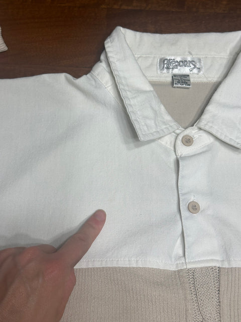 Vintage 90s Tan Cable Knit Pullover Dad Shirt (L/XL)