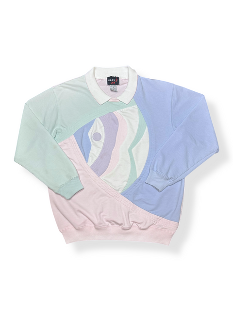 Vintage 80s Pastel Colorblock Fish Sweatshirt (XS/S)
