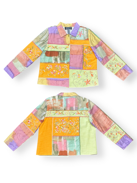 Vintage Multicolor Embroidered 'Water Color' Boho Art Jacket (M/L)