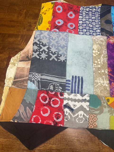 Vintage Colorful Boho Patchwork Dyed Vest (~M)