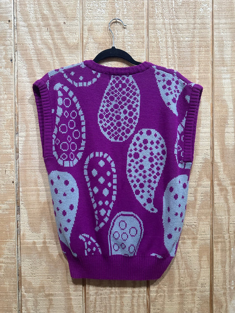 Vintage 80s Purple Paisley Sweater Vest (M/L)