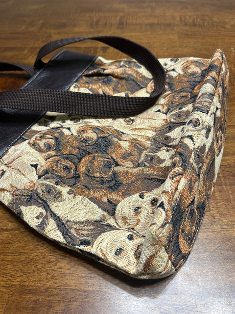 Vintage Tapestry Puppy Dog Shoulder Bag