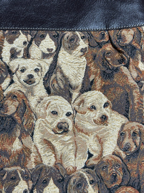 Vintage Tapestry Puppy Dog Shoulder Bag