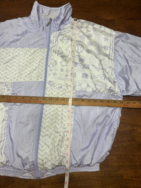 Vintage 80s Lavender Geometric Abstract Windbreaker (M)