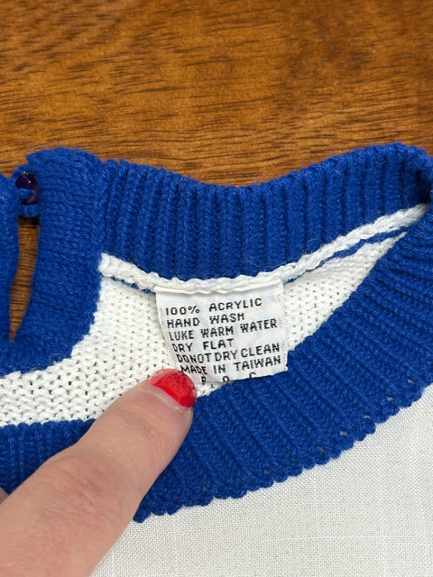 Vintage 80s Nautical Sailboat Knit Pullover Sweater (S)