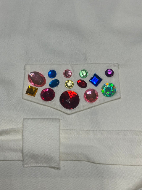 Vintage 80s 'Et Al' Rainbow Gem Statement Jacket (S/M)
