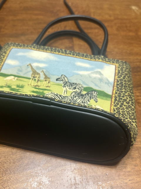 Beaded Safari Zebras Flamingos & Giraffes Purse