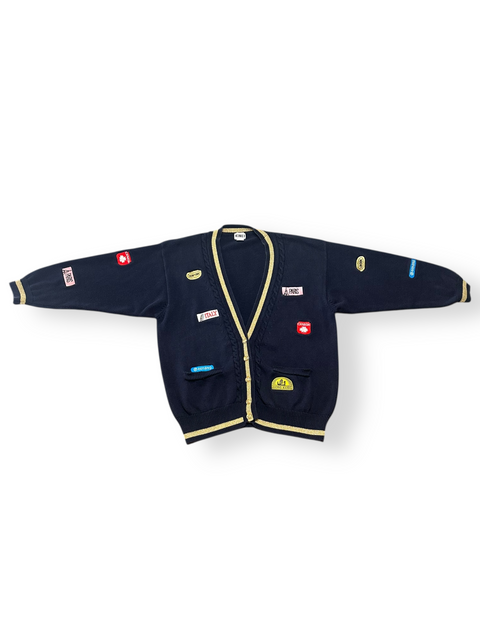 Vintage 90s Navy Int'l Travel Patch Cardigan (M/L)