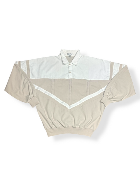 Vintage 90s Tan Cable Knit Pullover Dad Shirt (L/XL)