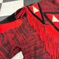 Vintage Sheplers Red Western Suede Leather/Fringe Sweater (M)