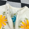 Vintage ~60s Floral Hand Embroidered Open Cardigan Sweater🌸 (S/M)