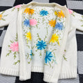 Vintage ~60s Floral Hand Embroidered Open Cardigan Sweater🌸 (S/M)