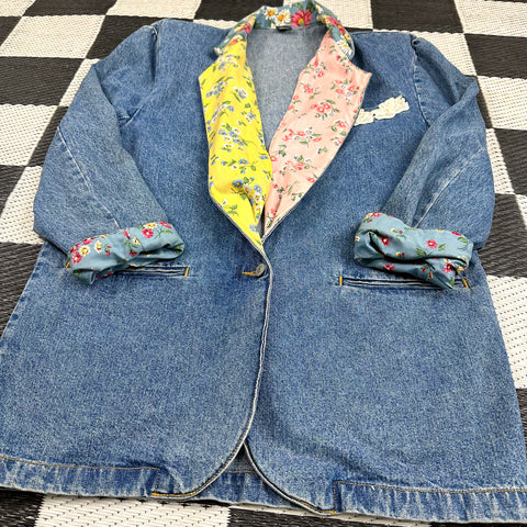 Vintage Jordache Floral Denim Duster Jacket (M)