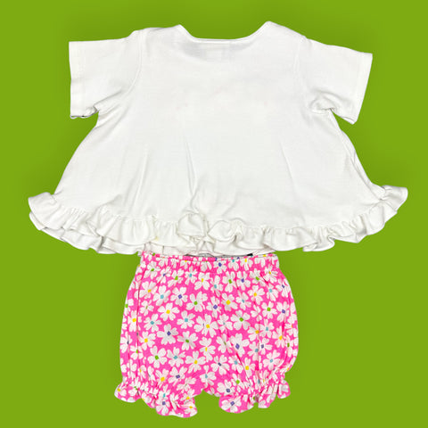 Deadstock Vintage Pink Neon Lace/Applique Flower Bunch Set💐 (~3T+)