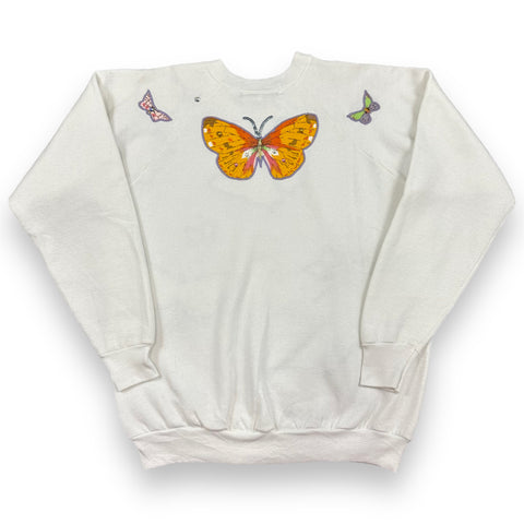 Vintage Margot Smith Handmade Applique Butterflies Crewneck (L/XL)