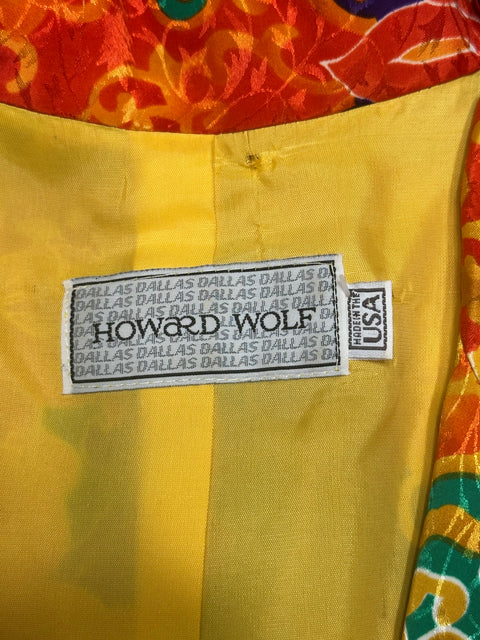 Vintage 80s Howard Wolf Orange Abstract Blazer (~M)