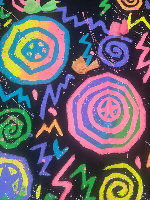 Vintage 80s/90s Retro Neon Swirl Paint Splatter T-Shirt (XS/S)