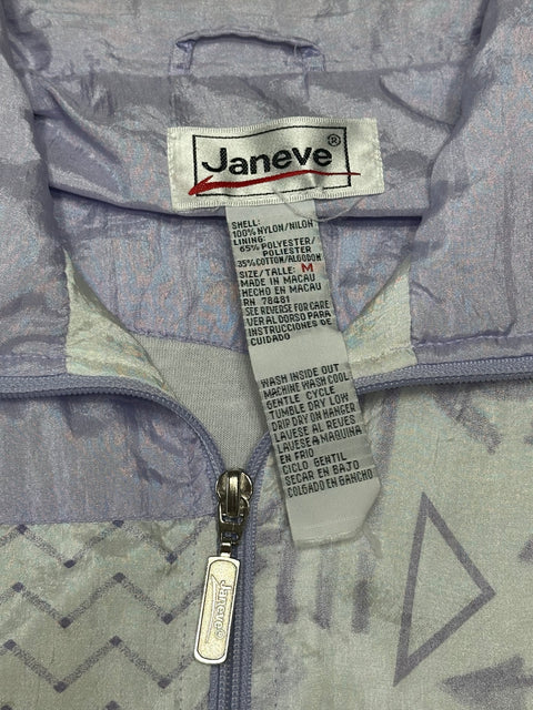 Vintage 80s Lavender Geometric Abstract Windbreaker (M)