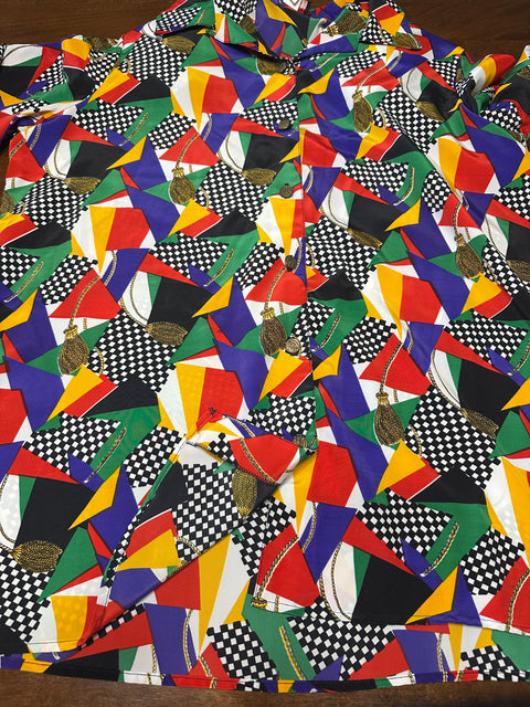 Vintage 80s Rainbow Novelty Patterned Button-Up Blouse ('24W')
