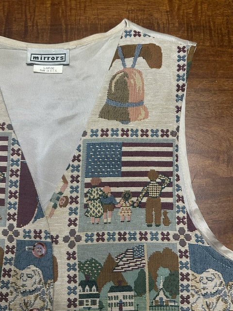 Vintage 90s Americana Tapestry Vest (XS/S)