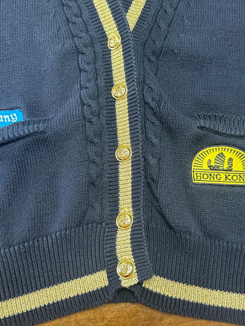 Vintage 90s Navy Int'l Travel Patch Cardigan (M/L)