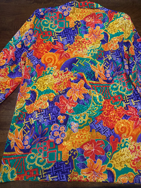 Vintage 80s Howard Wolf Orange Abstract Blazer (~M)