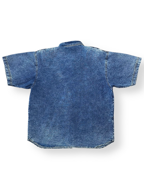 Vintage 80s/90s Acid Wash Denim Embellished Shirt (~XL)