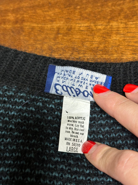 Vintage 90s Retro Colorblock Checkered Cardigan Sweater (M/L)