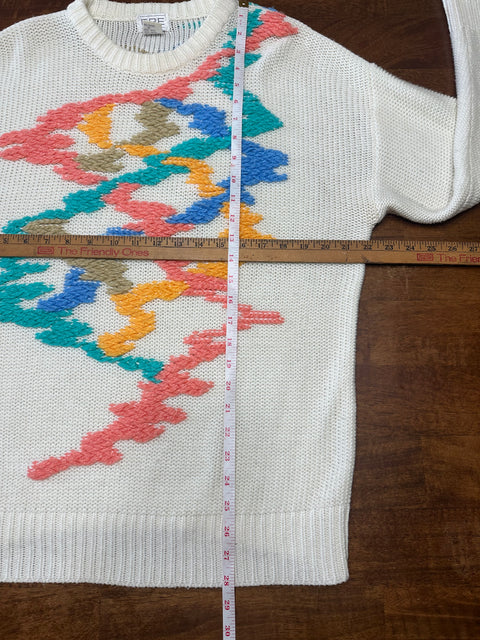Vintage 80s Multicolor Textured 'Yarn Explosion' Sweater (S/M)