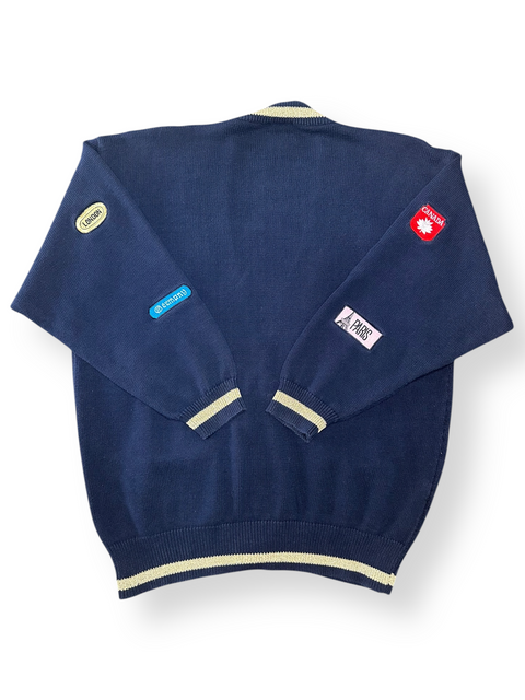 Vintage 90s Navy Int'l Travel Patch Cardigan (M/L)