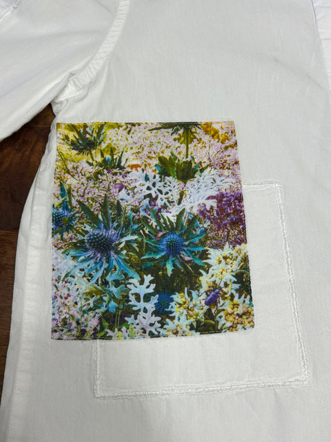 "Life is the Greatest Book" Patchwork Button-Up Shirt (XS/S)