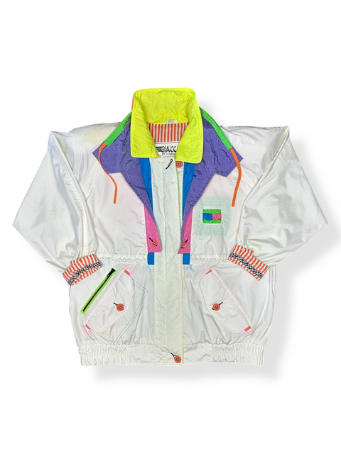 Vintage 80s/90s Retro Neon Colorblock Windbreaker Jacket (M)