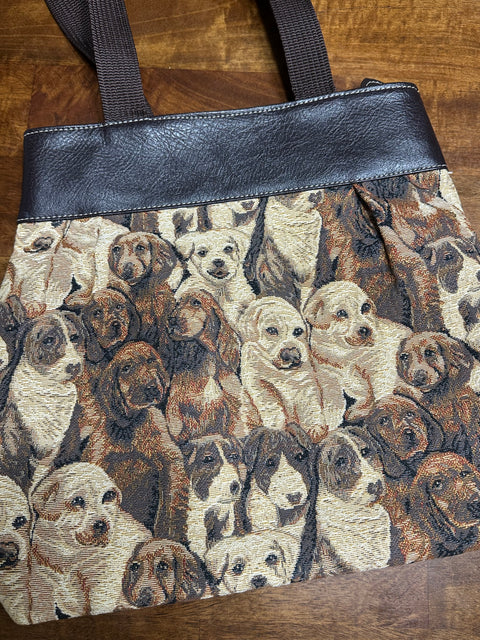 Vintage Tapestry Puppy Dog Shoulder Bag