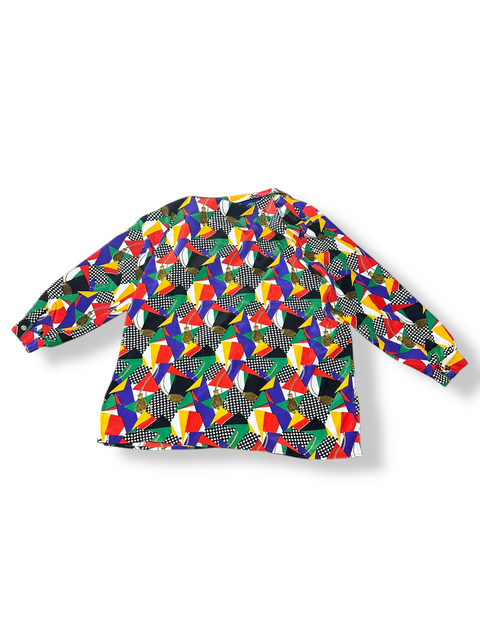 Vintage 80s Rainbow Novelty Patterned Button-Up Blouse ('24W')