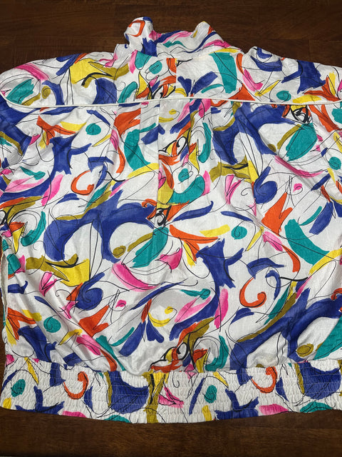 Vintage 80s/90s Lavon Retro Multicolor Scribble Pattern Windbreaker (~XL)
