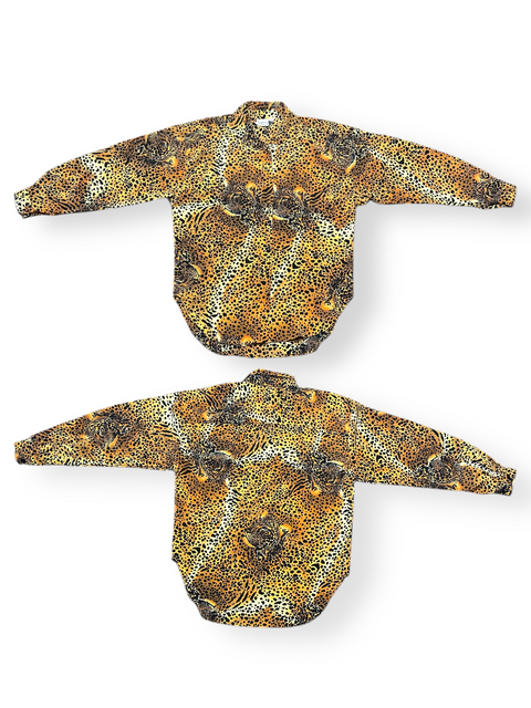 Vintage 80s Leopard Print Button Up Shirt (~S)