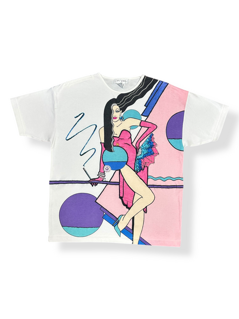 Vintage 80s Beaded Flapper Lady Art Tee (M)