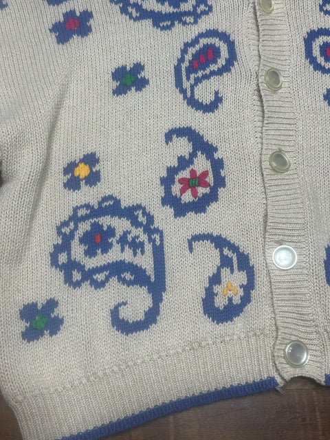 Vintage 90s Multicolor Paisley Knit Cardigan (~M)
