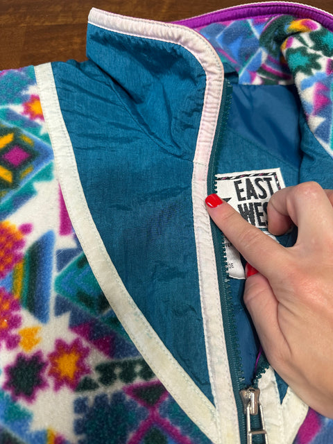 Vintage 90s East West Fleece Patterned Windbreaker Jacket (M/L+)