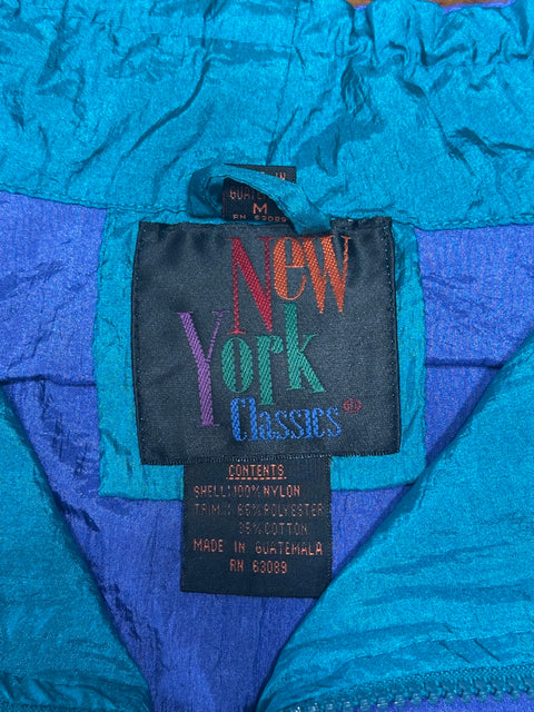 Vintage 80s Teal Pink Purple Colorblock Windbreaker (M/L)