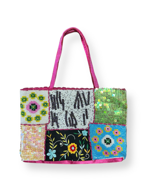 Y2K Multicolor Pink Beaded Statement Purse